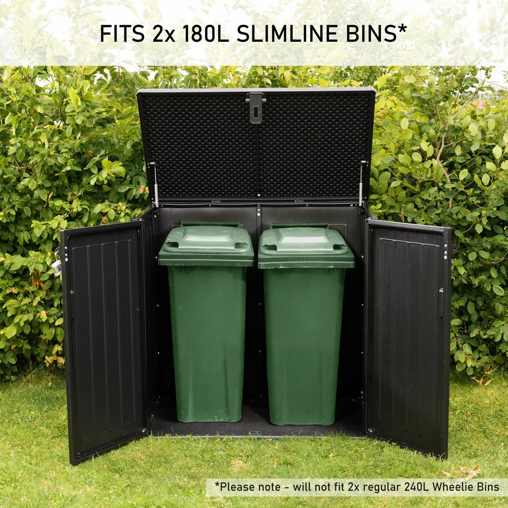 775L Waterproof Outdoor Garden Storage Box with Lid & Doors, Lockable Bin & Bike Shed
