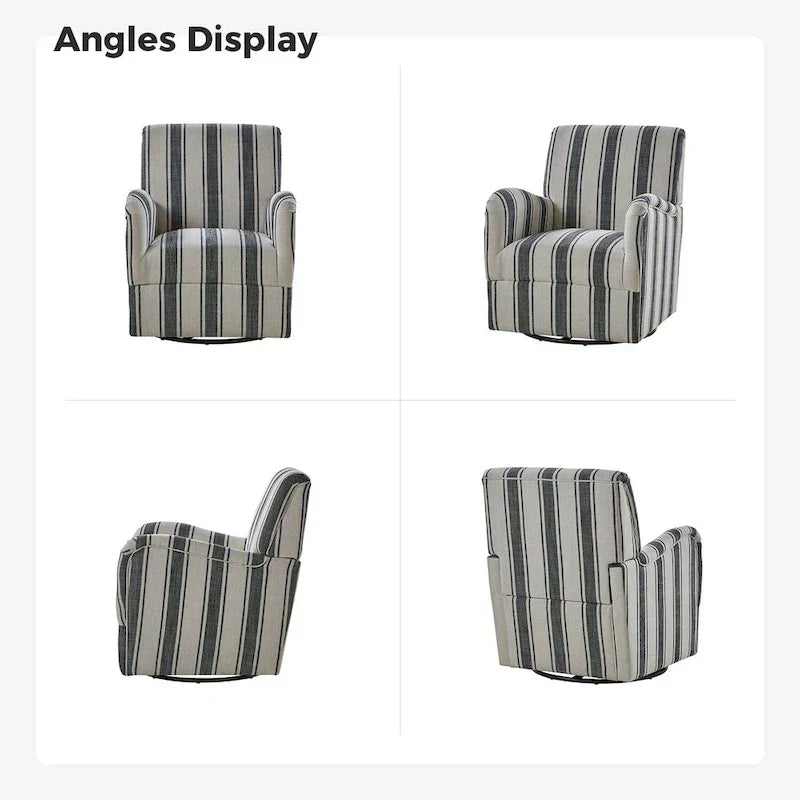 Pancy Traditional Swivel Armchair with Jacobean Strip Pattern Set of 2 by HULALA HOME