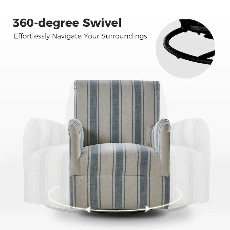 Pancy Traditional Swivel Armchair with Jacobean Strip Pattern Set of 2 by HULALA HOME