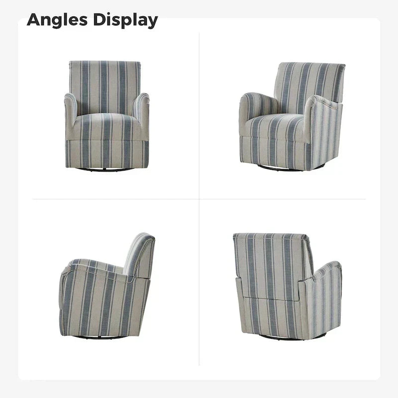 Pancy Traditional Swivel Armchair with Jacobean Strip Pattern Set of 2 by HULALA HOME