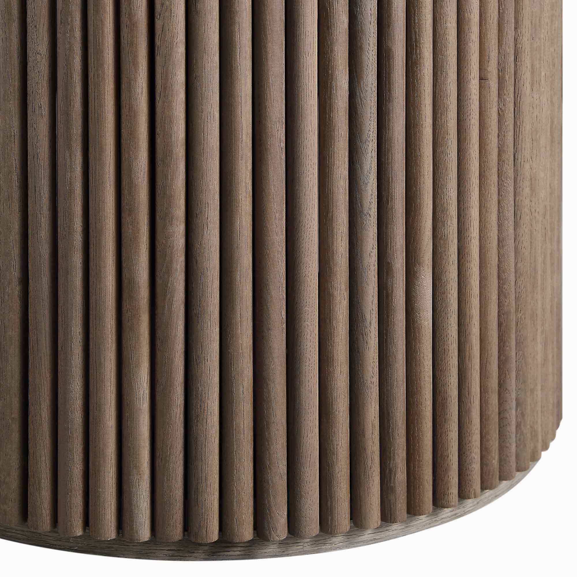 Round Oak Pedestal Coffee Table, Silver Oak