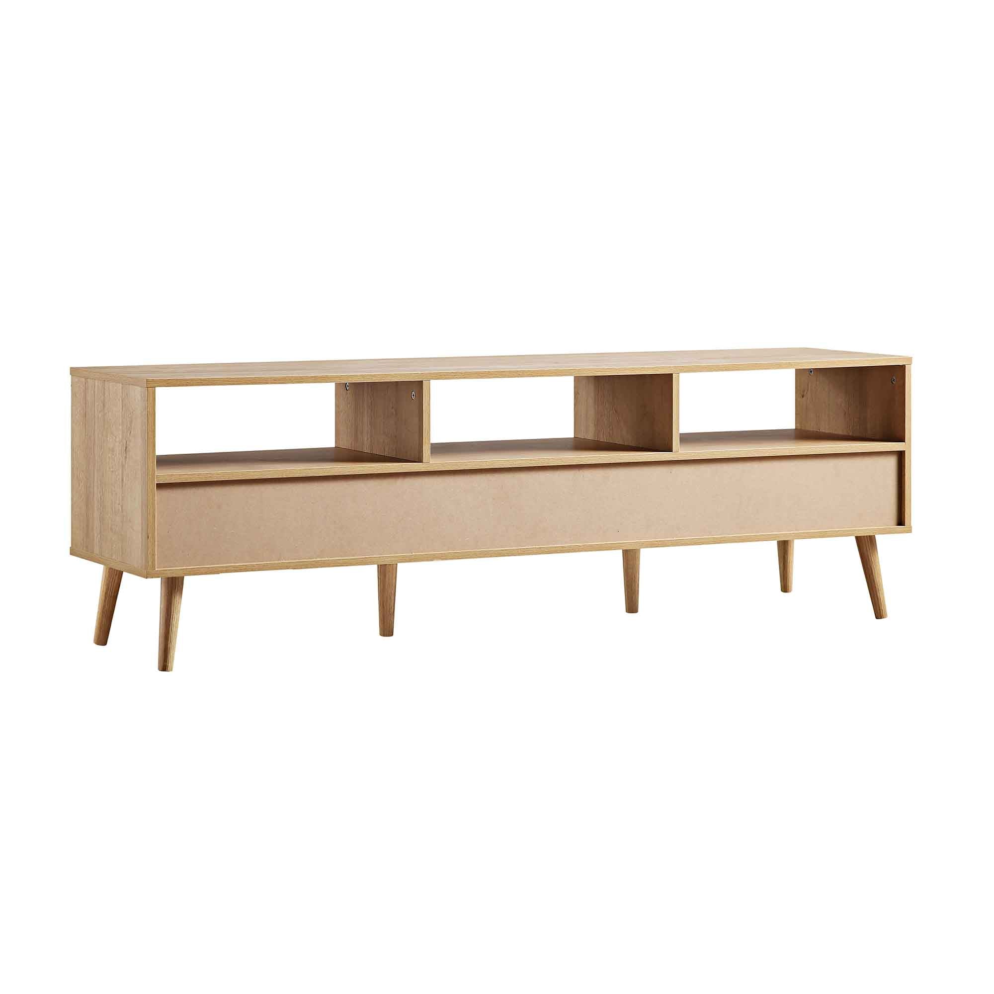 Woven Rattan 63 in. 3-Drawer TV Unit, Natural