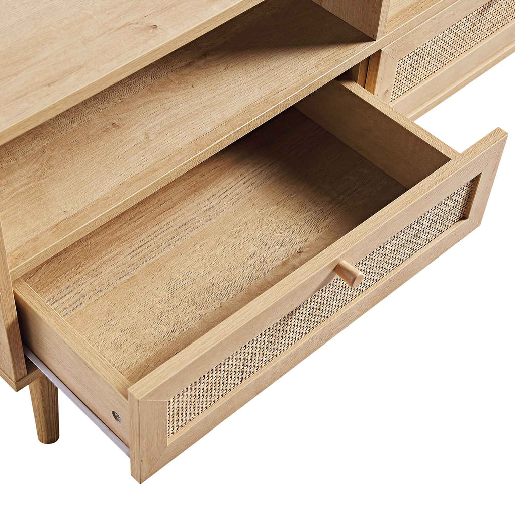 Woven Rattan 63 in. 3-Drawer TV Unit, Natural