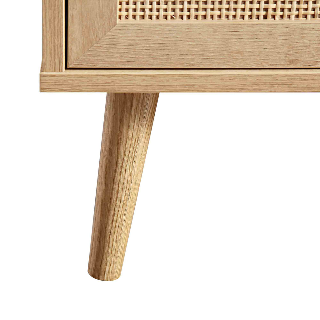 Woven Rattan 63 in. 3-Drawer TV Unit, Natural