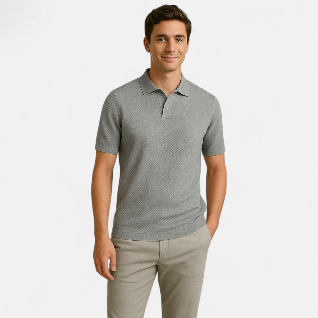 Knit Polo Shirt – Button Neck & Long Sleeves