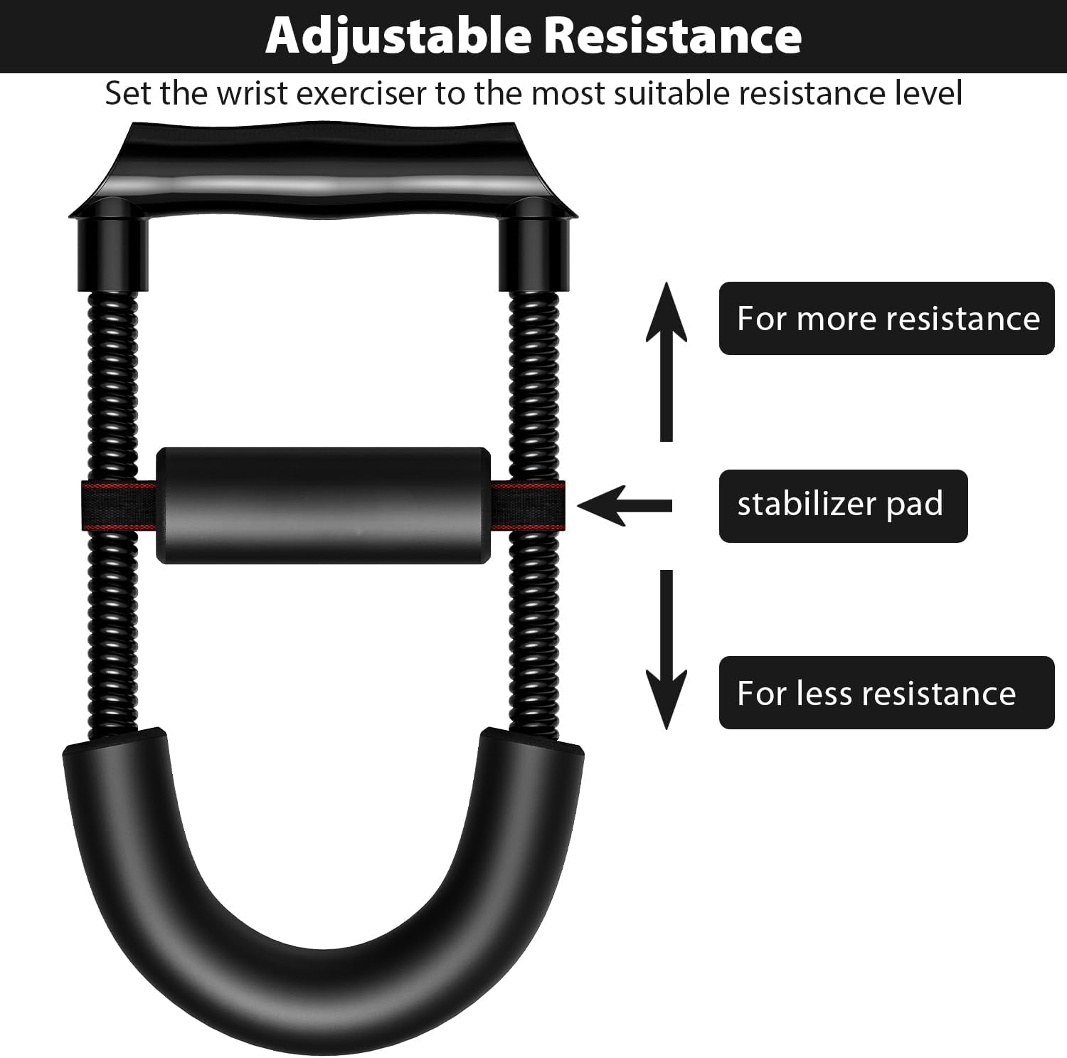 CARVALHO Hand Grip Strengthener - 5kg-60kg Adjustable Forearm Exerciser for Muscle Building & Recovery (Black)